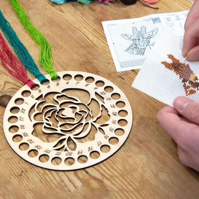 Stitch Floss Thread HolderEmbroidery Floss Organizer Eye-catching Multi  Holes Wooden Rose Design Cross for Home - AliExpress